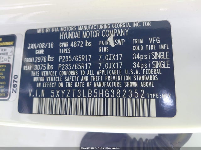 5XYZT3LB5HG382352 Hyundai Santa Fe Sport 2.4l