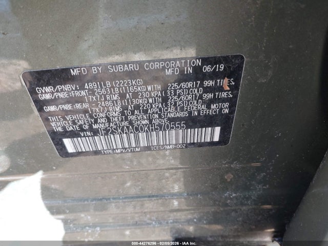 Subaru Forester 2019 JF2SKAAC0KH570555 Image 9