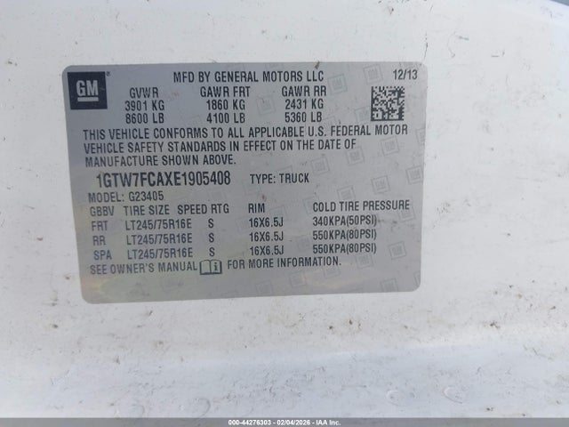 Aukcja sprzedaży 2014 Gmc Savana 2500 Work Van, vin: 1GTW7FCAXE1905408, numer aukcji: 44276303