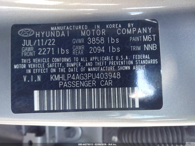 Продаж на аукціоні авто 2023 Hyundai Elantra Limited, vin: KMHLP4AG3PU403948, номер лоту: 44276313