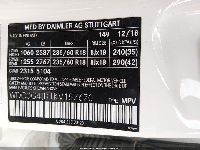 Продаж на аукціоні авто 2019 Mercedes-benz Glc 300, vin: WDC0G4JB1KV157670, номер лоту: 44276365