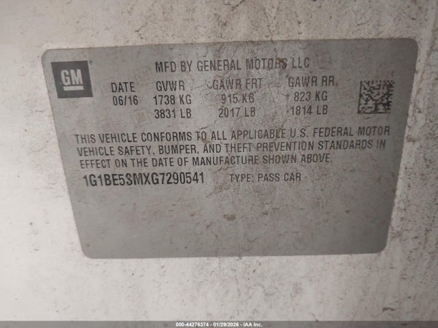 2016 CHEVROLET CRUZE 1G1BE5SMXG7290541 Photo 8