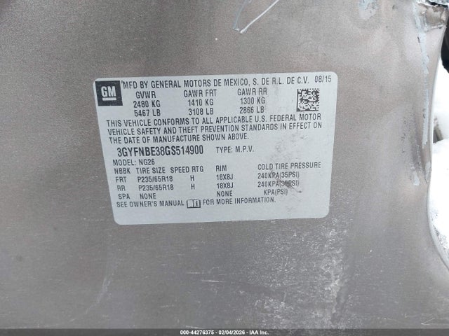 2016 CADILLAC SRX 3GYFNBE38GS514900 Photo 8