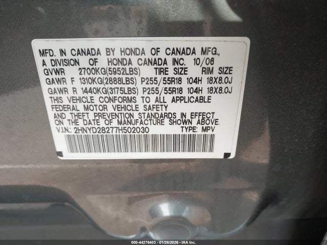 2007 ACURA MDX 2HNYD28277H502030 Photo 8