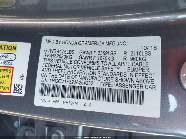 1HGCV1F32JA254232 Honda Accord Sport