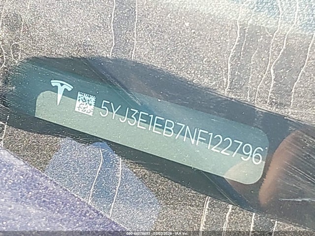 2022 Tesla Model 3 Long Range Dual Motor All-wheel Drive მანქანა იყიდება აუქციონზე, vin: 5YJ3E1EB7NF122796, აუქციონის ნომერი: 44276453