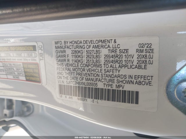 2022 ACURA RDX 5J8TC2H8XNL005935 Photo 8