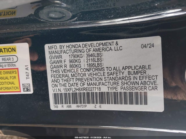 19XFL2H8XRE027718 Honda Civic Sport