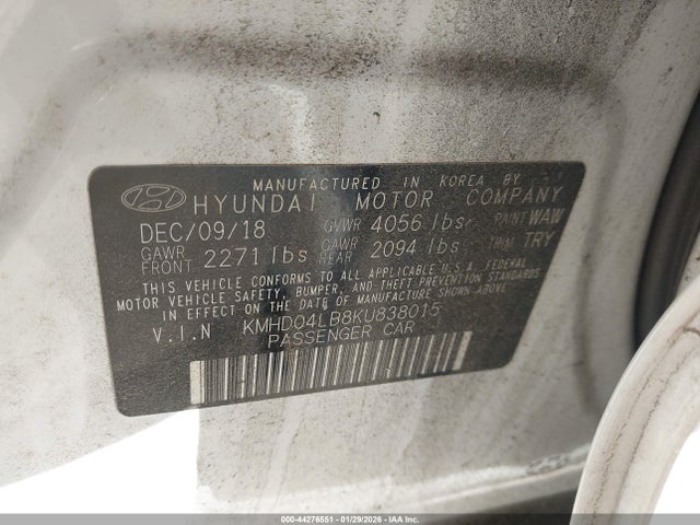 KMHD04LB8KU838015 Hyundai Elantra Sport