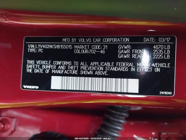 2017 VOLVO S60 INSCRIPTION LYV402HK5HB155015 Photo 8