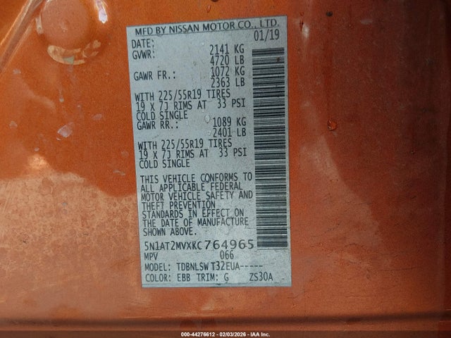Nissan Rogue Sl 2019 5N1AT2MVXKC764965 Image 9