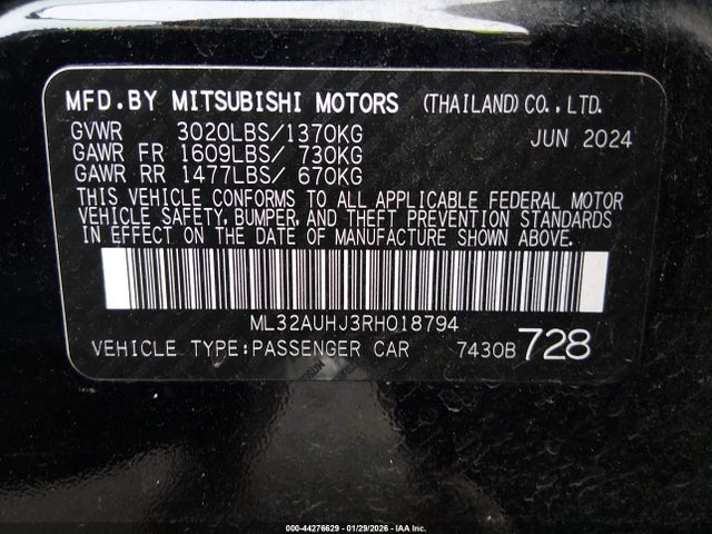 2024 MITSUBISHI MIRAGE ML32AUHJ3RH018794 Photo 8