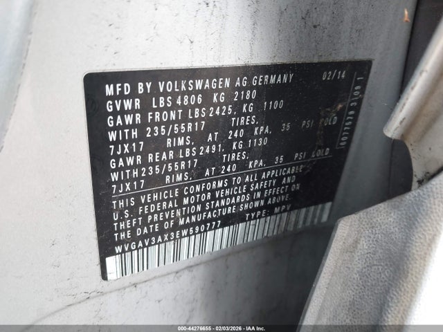 Volkswagen TIGUAN SE 2014 WVGAV3AX3EW590777 Image 9