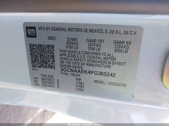 3GCNAAEK4PG365242 Chevrolet Silverado 1500 2wd Standard Bed Wt