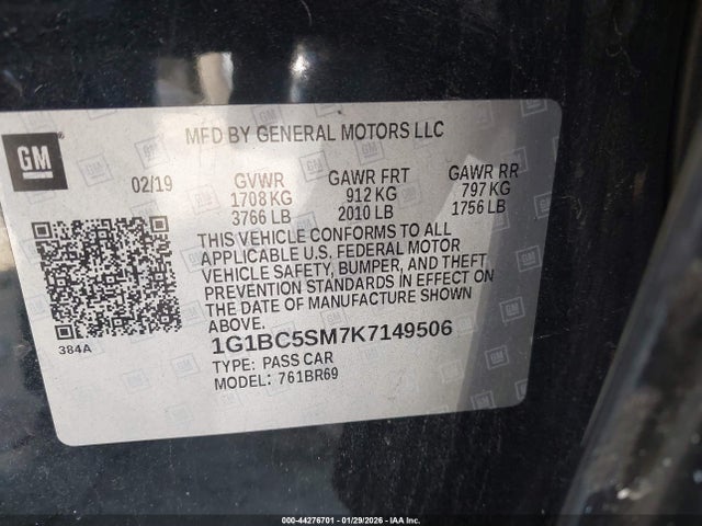 Chevrolet CRUZE LS 2019 1G1BC5SM7K7149506 Image 9