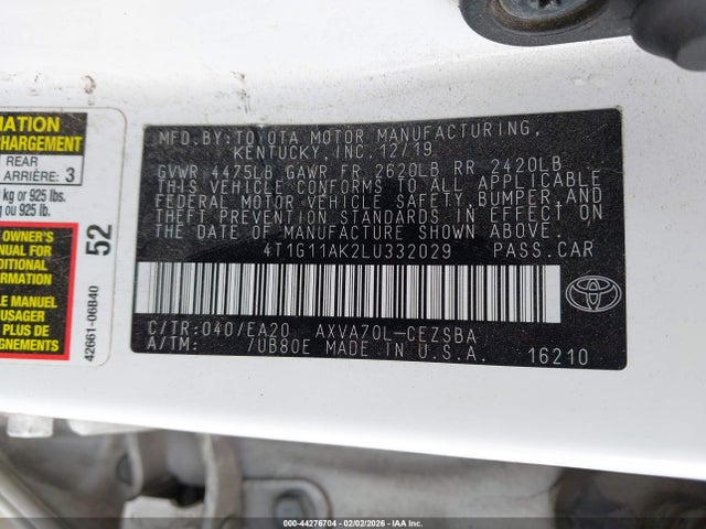 Toyota CAMRY SE 2020 4T1G11AK2LU332029 Image 9