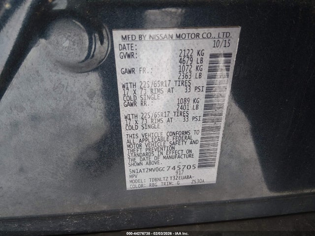 5N1AT2MV0GC745705 Nissan Rogue