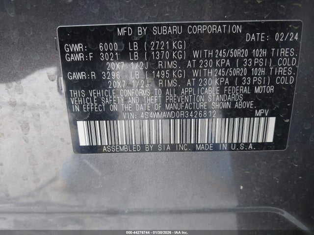 4S4WMAWD0R3426812 Subaru Ascent Touring 7-passenger