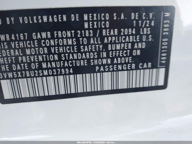 3VW5X7BU2SM037994 Volkswagen Jetta 1.5t S