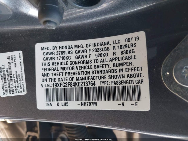 Honda Civic Sport 2019 19XFC2F84KE213764 Image 9
