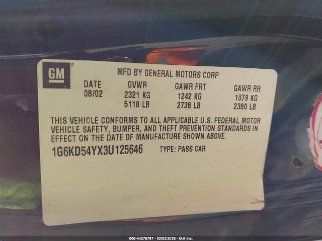 2003 CADILLAC DEVILLE 1G6KD54YX3U125646 Photo 8