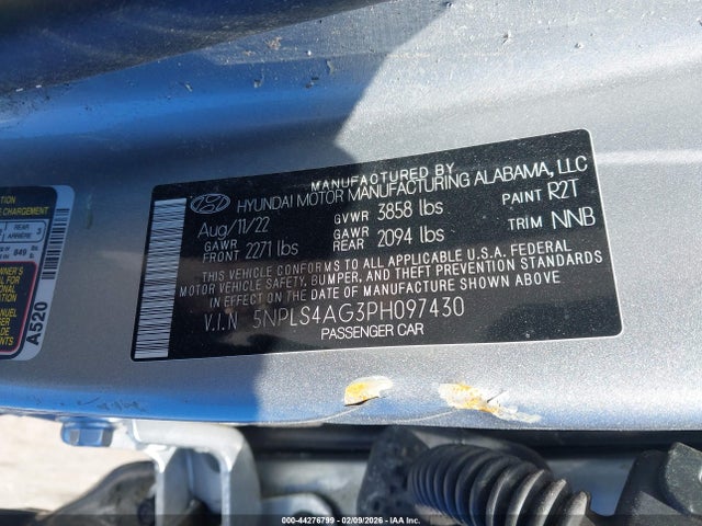 44276799 :رقم المزاد ، 5NPLS4AG3PH097430 vin ، 2023 Hyundai Elantra Sel مزاد بيع