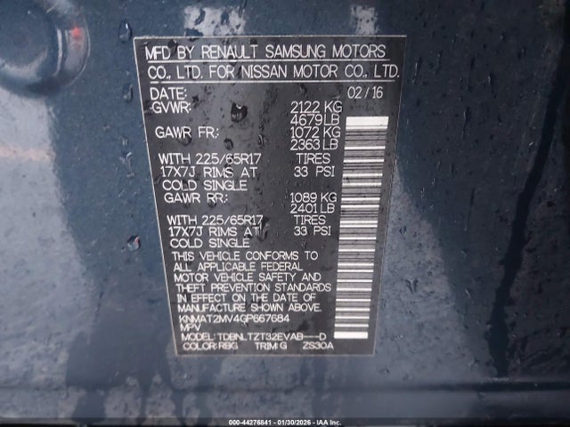 Nissan ROGUE SV 2016 KNMAT2MV4GP667684 Image 9