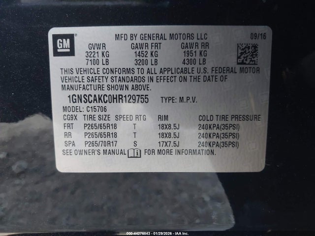Chevrolet Tahoe Ls 2017 1GNSCAKC0HR129755 Image 9