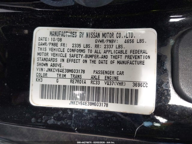 2009 INFINITI G37 JNKCV64E39M603178 Photo 8