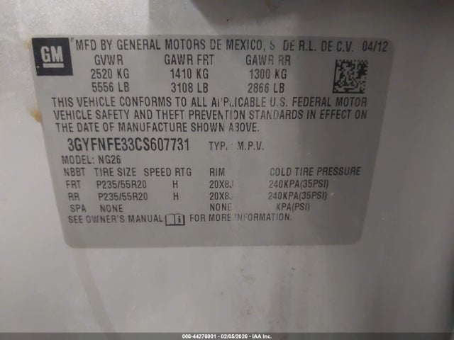 2012 CADILLAC SRX 3GYFNFE33CS607731 Photo 8