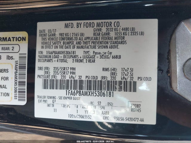 2017 FORD MUSTANG 1FA6P8AMXH5306181 Photo 8