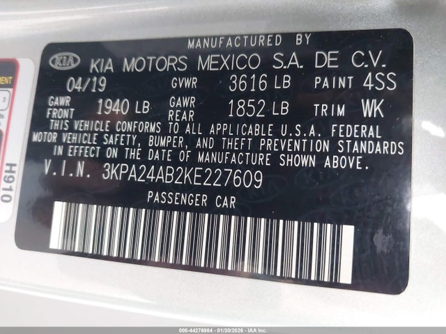 3KPA24AB2KE227609 KIA RIO LX