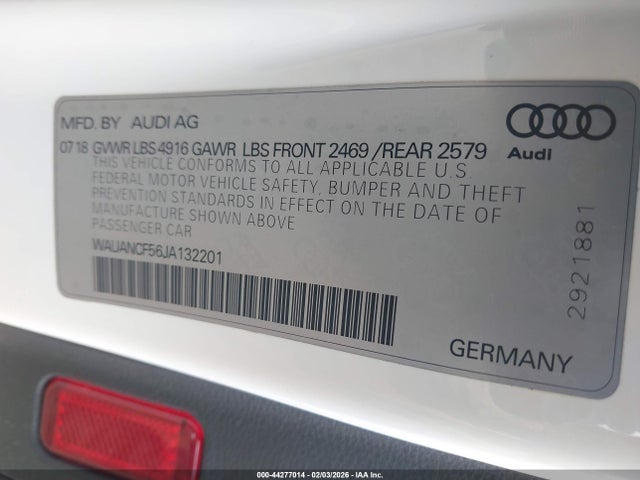 WAUANCF56JA132201 Audi A5 2.0t Premium