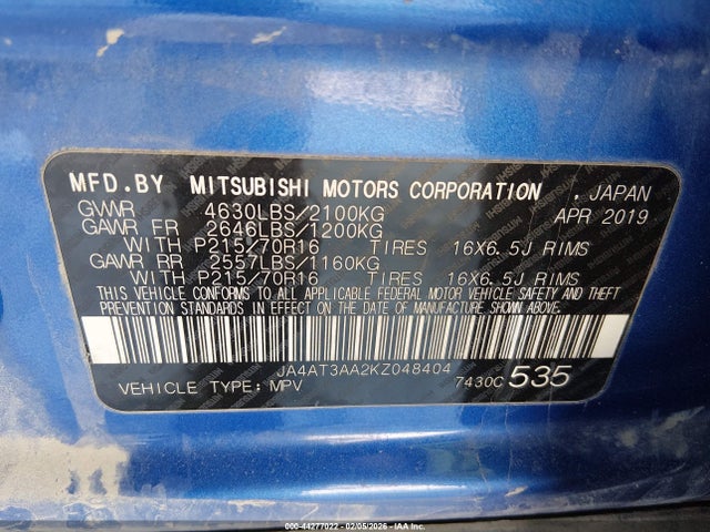 2019 MITSUBISHI ECLIPSE CROSS JA4AT3AA2KZ048404 Photo 8