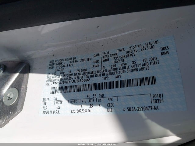 Ford ESCAPE SEL 2018 1FMCU9HD1JUD50692 Image 9