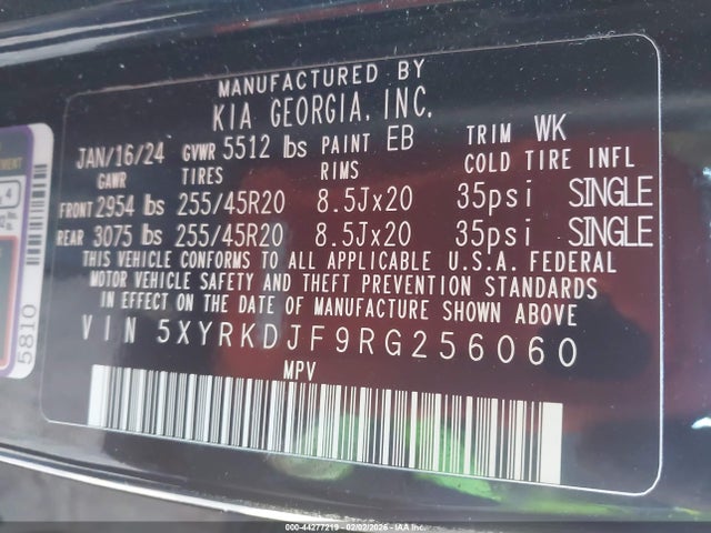 2024 Kia Sorento X-line Sx მანქანა იყიდება აუქციონზე, vin: 5XYRKDJF9RG256060, აუქციონის ნომერი: 44277219