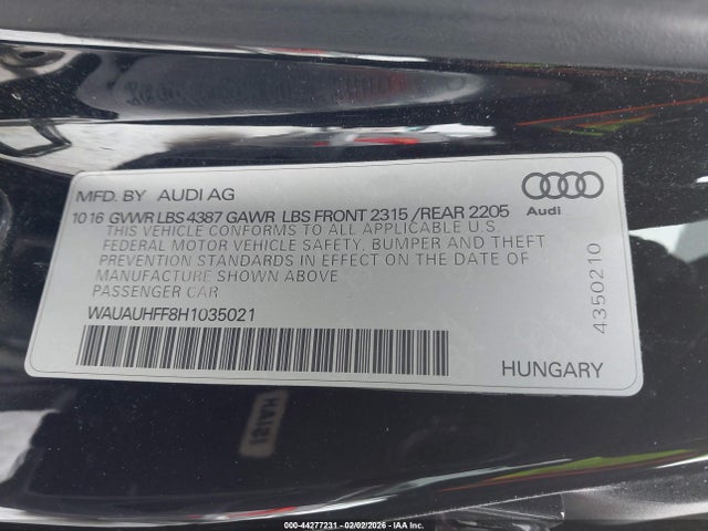 2017 AUDI A3 WAUAUHFF8H1035021 Photo 8
