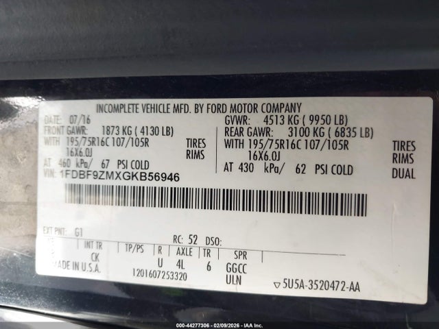 Ford Transit-350 Cab 2016 1FDBF9ZMXGKB56946 Image 9