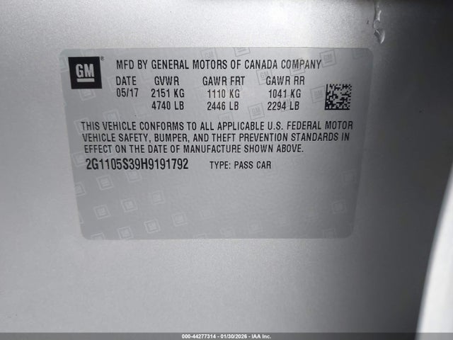 2G1105S39H9191792 Chevrolet IMPALA 1LT