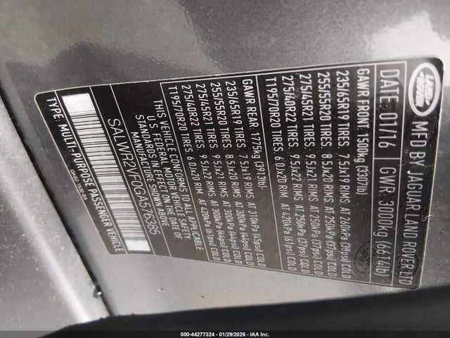 2016 LAND ROVER RANGE ROVER SPORT SALWR2VF0GA576385 Photo 8