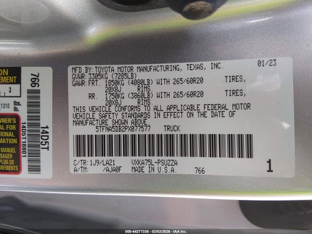 5TFNA5DB2PX077577 Toyota Tundra Platinum