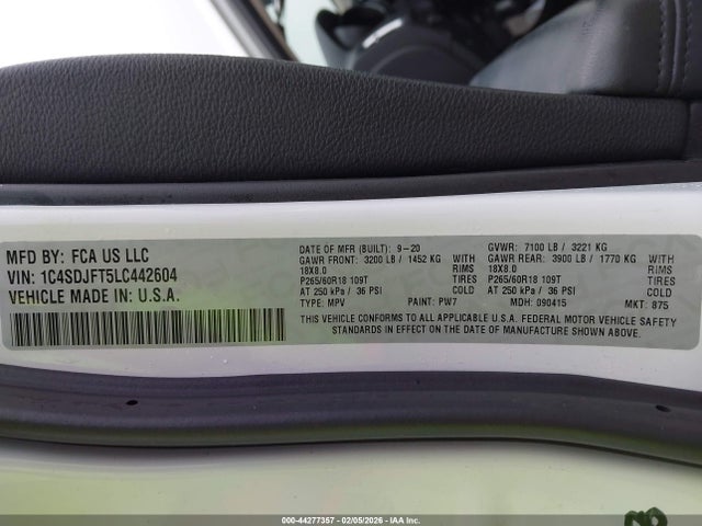 2020 DODGE DURANGO 1C4SDJFT5LC442604 Photo 8