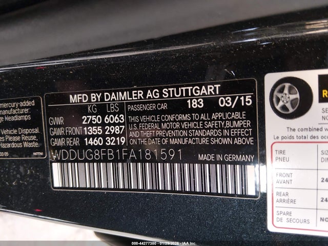 Mercedes-Benz S 550 4matic 2015 WDDUG8FB1FA181591 Image 9
