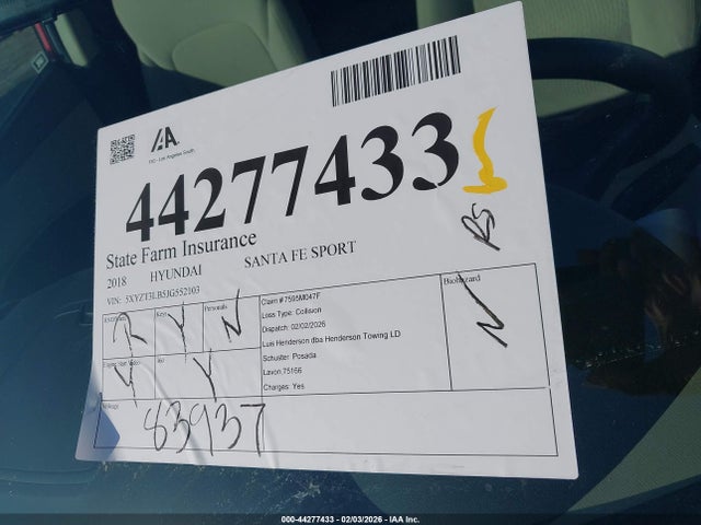 5XYZT3LB5JG552103 Hyundai Santa Fe Sport 2.4l