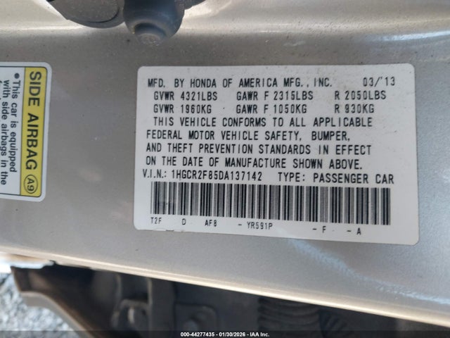 Aukcja sprzedaży 2013 Honda Accord Ex-l, vin: 1HGCR2F85DA137142, numer aukcji: 44277435