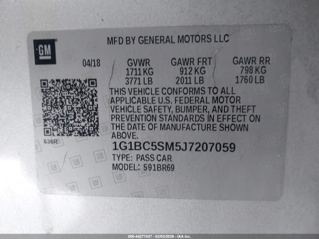 1G1BC5SM5J7207059 Chevrolet Cruze Ls Auto