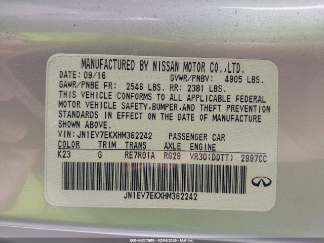 JN1EV7EKXHM362242 Infiniti Q60 3.0t Premium