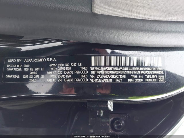 2019 ALFA ROMEO STELVIO ZASPAKAN2K7C71578 Photo 8