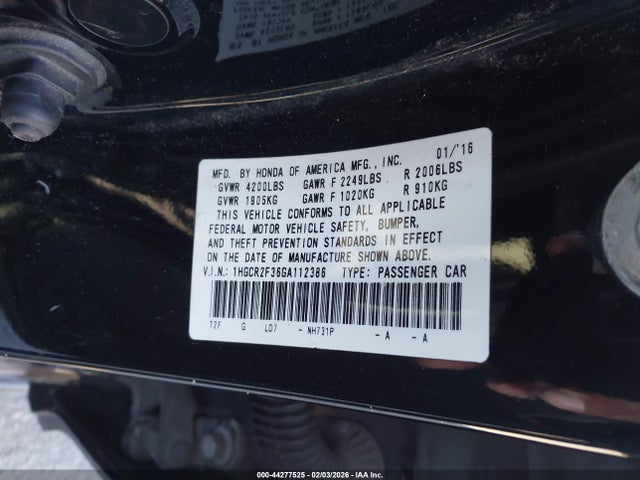 1HGCR2F36GA112386 Honda ACCORD LX