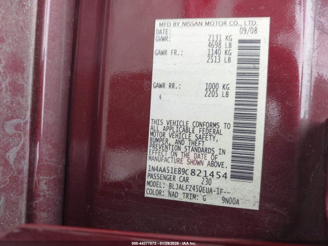 2009 NISSAN MAXIMA 1N4AA51E89C821454 Photo 8